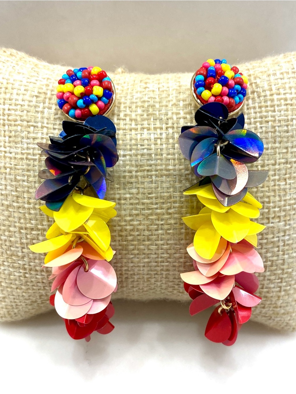 J. Crew Multicolor Beaded & Sequin Drop Earrings